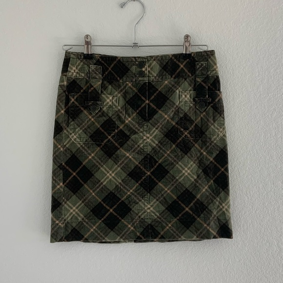 Ann Taylor Vintage Y2K Plaid Mini Skirt Buckle Pocket Army Green - Picture 5 of 9
